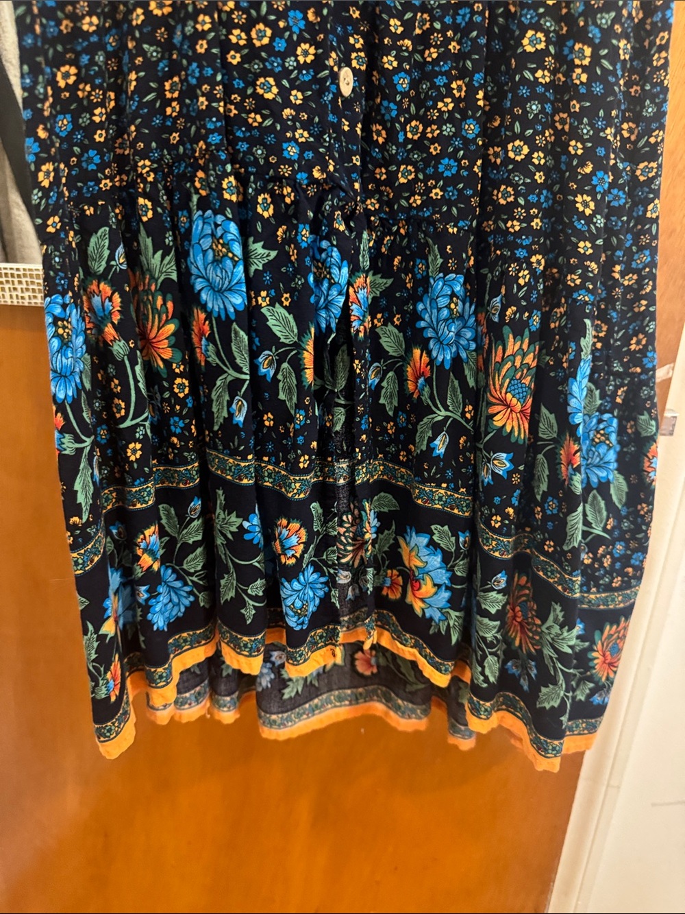 Temofon Size S Black and Blue Floral Sleeveless Maxi Dress - Picture 4 of 5